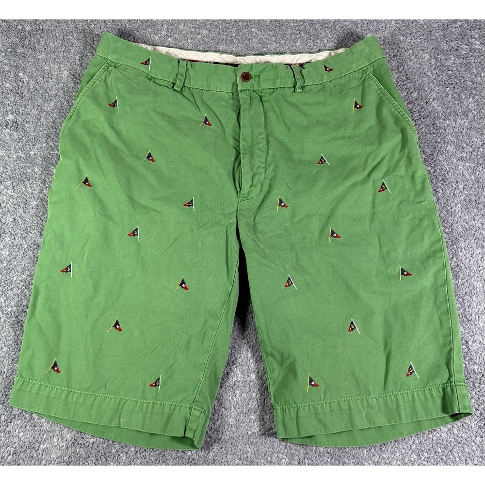 Polo Ralph Lauren Men's Size 36 Nautical Flag Embroidered AOP Green Chino Shorts